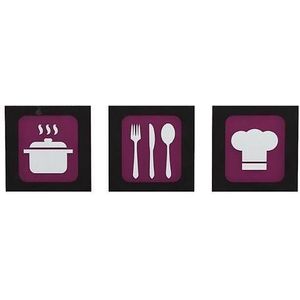 Placa Decorativa Dmadero Kitchen Cheff 25x25cm Kit com 3 Peças
