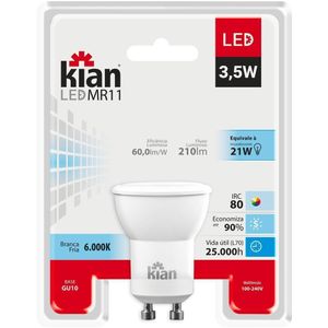Lâmpada LED Gu10 3,5W 6500K Branca Fria Kian Bivolt