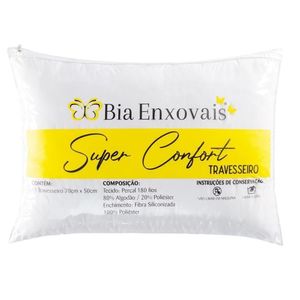 Travesseiro 50x70cm Antialérgico Lavável Fibra Siliconada Macio Confort - Branco