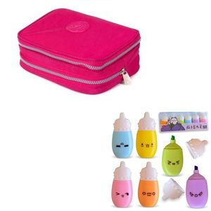 Estojo Escolar Lápis Nylon Ziper Resistente Com Organizador De Lápis Mais Canetinhas Marca Texto