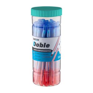 Pote Caneta Esferográfica Doble Bazze - 1.0mm Azul E Vermelho C- 24 Unidades