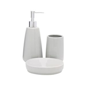 Conjunto Para Banheiro Em Cerâmica Pale Com 3 Peças Mimo Style Pale Grey