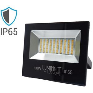 Projetor Led Multilight Retangular 50W 6000K Alumínio Vidro E Polimeros Sinteticos Luminatti Lm247 Preto Bivolt
