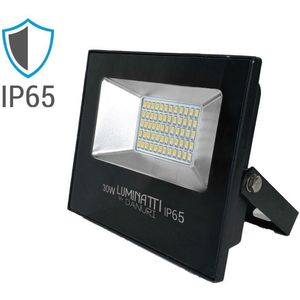 Projetor Led Multilight Retangular 30W 6000K Alumínio Vidro E Polimeros Sinteticos Luminatti Lm245 Preto Bivolt