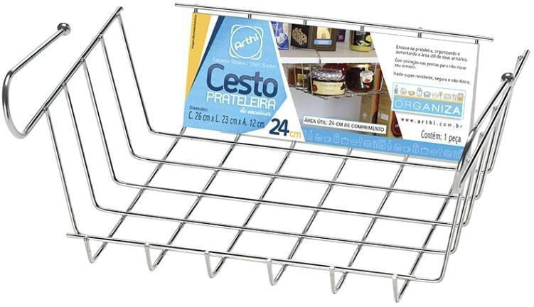 Prateleira-Tipo-Cesto-Arthi-Encaixe-e-Use-Acabamento-Cromado-24cm