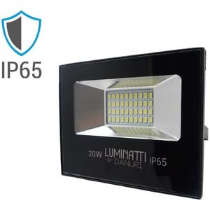 Projetor Led Multilight Retangular 20W 6000K Alumínio Vidro E Polimeros Sinteticos Luminatti Lm244 Preto Bivolt
