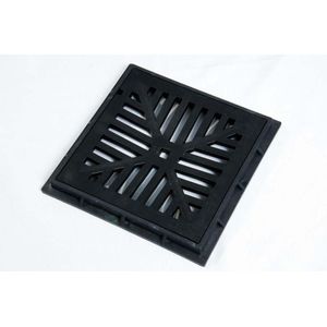 Ralo Grelha Quadrado Odem Preto 25x25cm