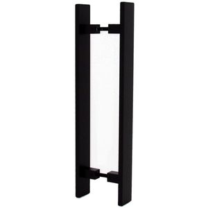 Puxador Para Porta WF Rubi A-102 40Cm Formato Barra Chata Em H Preto Fosco
