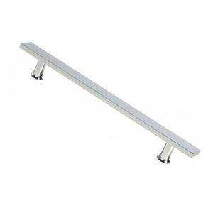 Puxador Para Porta de Vidro Base Componentes Reto Alumínio 400mm Cromado