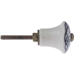 Puxador Para Porta Vênus em Cerâmica Branco e Preto A7xd3cm