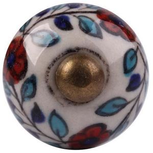 Puxador Para Porta Vênus em Cerâmica Branco e Azul A7xd3cm