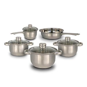 Conjunto De Panelas 5 Peças Em Aço Inox Com Tampa De Vidro Qualidade E Versatilidade Na Cozinha