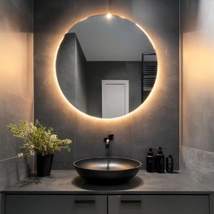 Espelho Redondo Com Iluminação Led Branco Quente - 3000k - 60x60 Cm