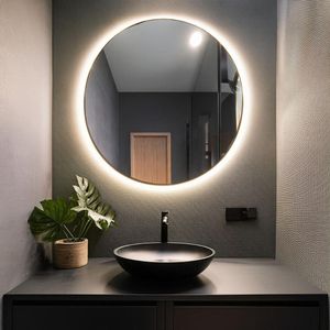 Espelho Redondo Com Iluminação Led Branco Frio - 6000k - 70x70 Cm