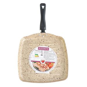 Frigideira Grill Alumínio Antiaderente 24 Cm Quadrada Cor Bege Stone Cozinha Fácil Com Elegância