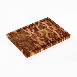 Tábua Para Corte Com Canaleta Em Madeira Teca Invertida - Stolf 40x30