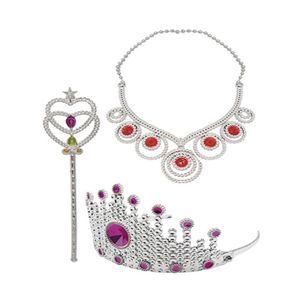 Kit Acessorios Princesa Coroa Festa Bela Adormecida Varinha Colar Rapunzel Luxo