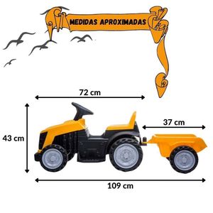 Mini Trator Carro Eletrico Infantil Bang Toys 6v Com Reboque Amarelo U