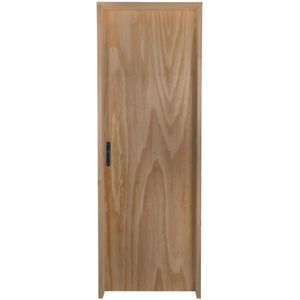 Porta de Madeira Pinus Interna Montada 2534 60x213x14cm FechaduraCromada Direita