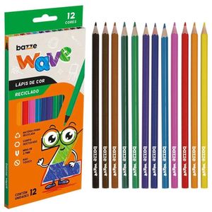 Lápis De Cor Wave Reciclado 12 Cores - Bazze
