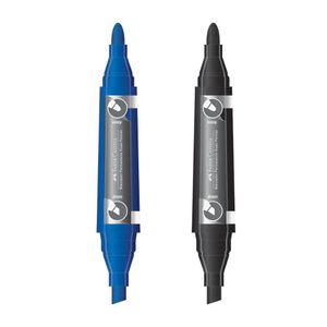 Kit 2 Pincel Marcador Permanente Duas Pontas Faber-castell Azul E Preto