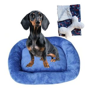 Cama Bigata G Tecido Soft Com Osso E Mantinha Kit 3 Peças Azul Marinho