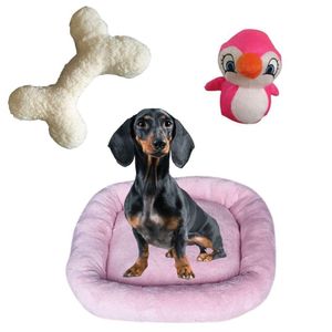 Cama Bigata G Tecido Soft Com Osso E Pelucia Kit 3 Peças Rosa