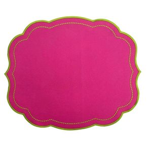 Lugar Americano Impermeável Pink Com Bordado Verde
