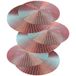 Jogo Americano 8 Peças Mesa Posta Mesa Redondo Linha Luxo Tamanho Grande Modelo Egípcio Em Pvc Cor:rose