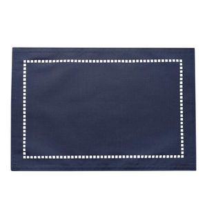 Lugar Americano Azul De Poliester E Linho Natural Para Mesa 45x30cm Lyor