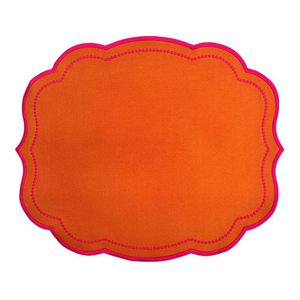 Lugar Americano Impermeável Laranja Com Bordado Pink