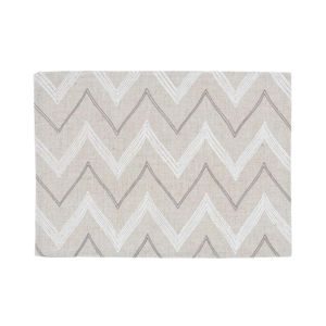 Lugar Americano Retangular Em Tecido Poli-linho Ricamo 50x35cm Auguri Casa Zig Zag Cinza