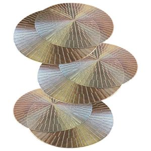Jogo Americano 10 Peças Mesa Posta Mesa Redondo Linha Luxo Tamanho Grande Modelo Egípcio Em Pvc Cor:dourado
