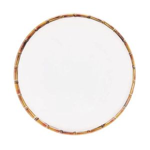 Jogo 4 Sousplats Borda De Bambu Melamina Branco 33cm