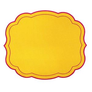 Lugar Americano Impermeável Amarelo Com Bordado Pink
