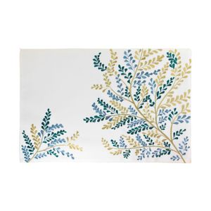 Lugar Americano Retangular Em Tecido Poli-linho Ricamo Vert 50x35cm Auguri Casa