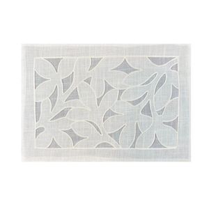 Lugar Americano Retangular Em Tecido Poli-linho Ricamo 50x35cm Auguri Casa Marmi Branco
