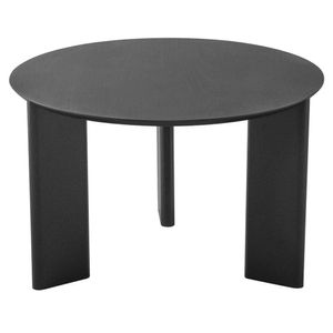 Mesa De Centro Redonda Orgânica Chanfrada Artesano 60 Cm (larg) Mdp Nero (preto) Pés Madeira Maciça