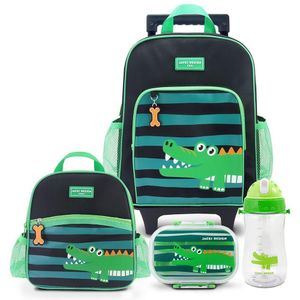 Conjunto De Mochila De Rodinha, Lancheira Térmica, Pote E Garrafa Pimpolhos Verde