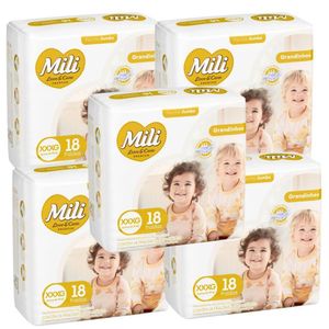Fralda Descartável Mili Love & Care 5 Pacotes Com 18 (Total: 90 Fraldas) XXXG - Grandinho