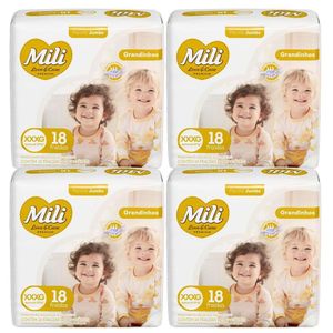 Fralda Descartável Mili Love & Care 4 Pacotes Com 18 (Total: 72 Fraldas) XXXG - Grandinho