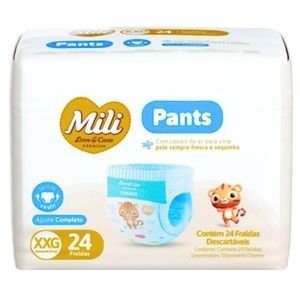 Fralda Descartável Mili Love & Care Premium Pants XXG Cintura Elástica 360º - Pacote com 24 Fraldas