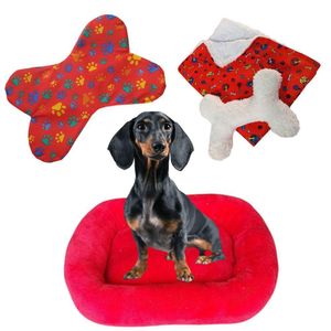 Kit Cama Pet Bigata G Luxo Com Comedouro Osso E Mantinha Vermelho