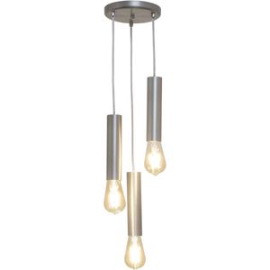 Pendente 3 Lâmpadas Tubing Cilindro G9 60W Alumínio Auremar 19002/3 Escovado Bivolt
