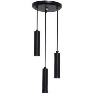 Pendente 3 Lâmpadas Tubing Cilindro G9 60W Alumínio Auremar 19002/3 Preto Bivolt