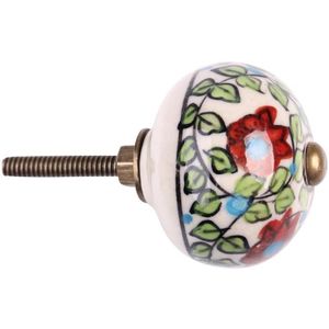 Puxador Para Porta Vênus em Cerâmica Perfil Redondo Verde e Vermelho A8xd4cm