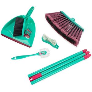 Conjunto de Limpeza Para Casa Noviça Bettanin com 5 Peças - 1 Vassoura com Cabo 1 Pá com Escova e 2 Escovas de Limpeza