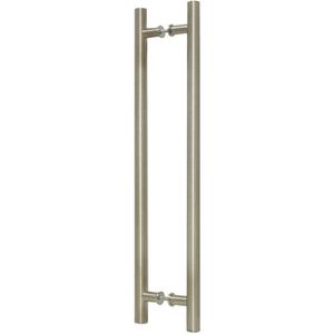 Puxador Para Porta WF Topazio A-104 30Cm Formato Tubolar Reto Em H Escovado