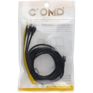 Cabo Micro Tipo C Dual Comp 3X1 8P 3M Preto