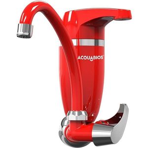 Torneira Pia Cozinha de Parede com Filtro Acquabios Premium Bica Móvel Vermelho e Cromado